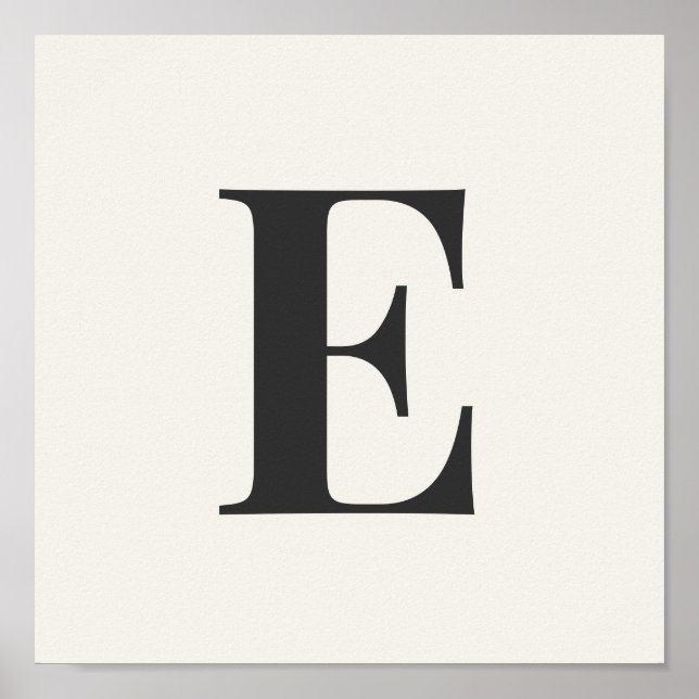 Minimalist Monogram Poster | Gray & Ivory Initial  (Devant)
