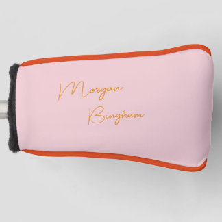 Minimalist monogram script pink golf headcover