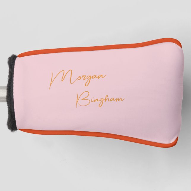 Minimalist monogram script pink golf headcover (Vorderseite)