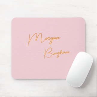 Minimalist monogram script pink mousepad