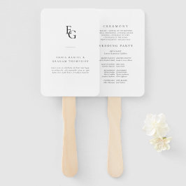 Minimalist Monogram Wedding Ceremony Fan Program Fächer