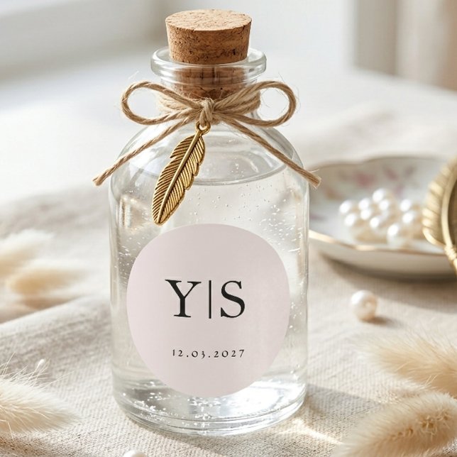 Minimalist Monogram Wedding Personalized Initials  Runder Aufkleber (Von Creator hochgeladen)