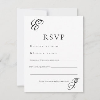 Minimalist Monogram Wedding RSVP Card  Karte