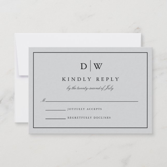 Minimalist Monogram Wedding RSVP Karte (Vorderseite)