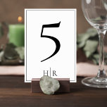 Minimalist Monogram Wedding Table Number Card Tischnummer<br><div class="desc">Guide your guests in style with this elegant minimalist wedding table number card. Designed with a clean, modern aesthetic, the layout features a bold table number paired with a refined monogram of the couple’s initials below, separated by a delicate vertical line for a timeless and sophisticated finish. The balanced composition...</div>