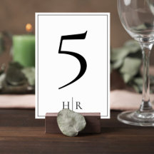 Minimalist Monogram Wedding Table Number Card