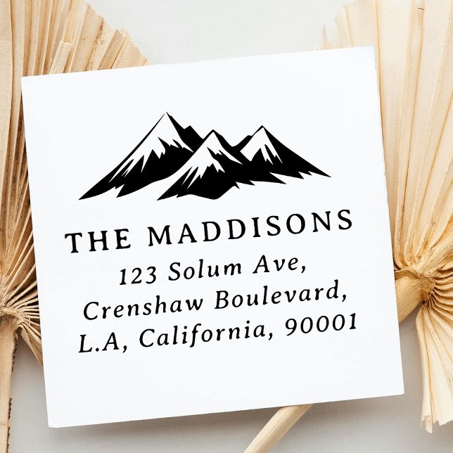 Minimalist Mountain Silhouette Return Address Gummistempel (Von Creator hochgeladen)