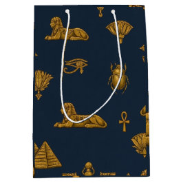 Minimalist Navy & Antique Gold Egyptian Pattern Mittlere Geschenktüte