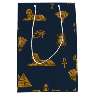 Minimalist Navy & Antique Gold Egyptian Pattern Mittlere Geschenktüte