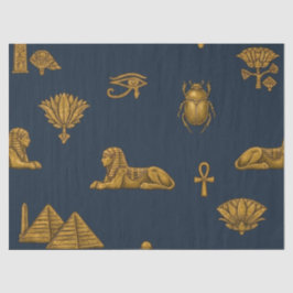 Minimalist Navy & Antique Gold Egyptian Pattern Seidenpapier