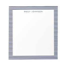 Minimalist Navy Blau Streifen Monogramm Notizblock