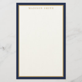Minimalist Navy Blue and Gold Monogram Briefpapier