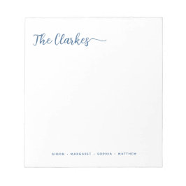 Minimalist Navy Blue Family Stationery  Notizblock