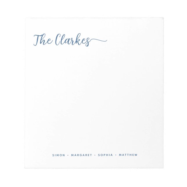 Minimalist Navy Blue Family Stationery  Notizblock (Vorderseite)