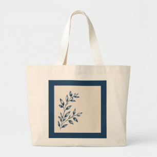 Minimalist Navy Blue Foliage Elegant Tote Bag