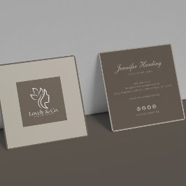 Minimalist Neutral Beige Beauty Square with photo Quadratische Visitenkarte