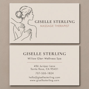 Minimalist Neutral Beige Massagetherapeut Visitenkarte