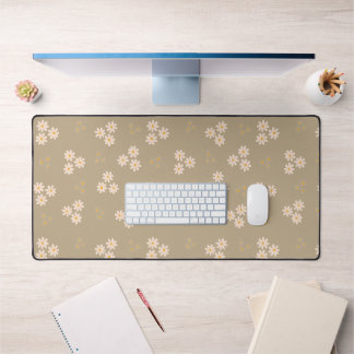 Minimalist Neutral Cream Daisy Floral Custom Schreibtischunterlage