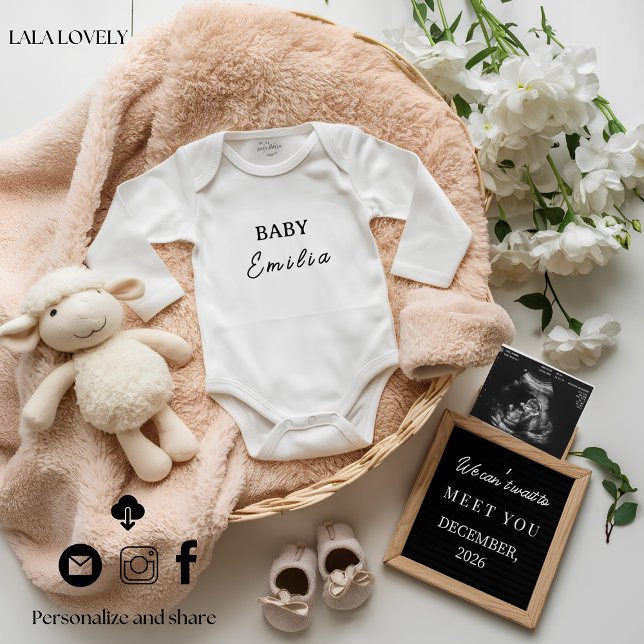 Minimalist neutral pregnancy announcement card ankündigung (Von Creator hochgeladen)