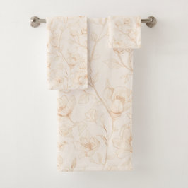 Minimalist Neutral Wildflower Badhandtuch Set