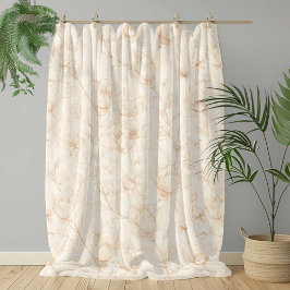 Minimalist Neutral Wildflower Fleecedecke