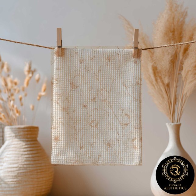 Minimalist Neutral Wildflower Kitchen Towel Geschirrtuch (Von Creator hochgeladen)