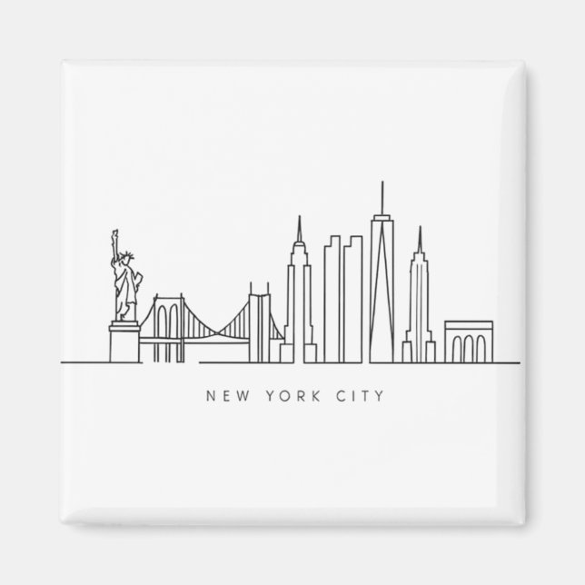 Minimalist New York City Skyline Line Art Magnet (Vorne)