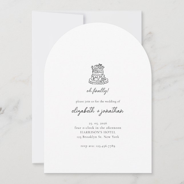 Minimalist Oh Finally Script Hochzeit Einladung (Vorderseite)
