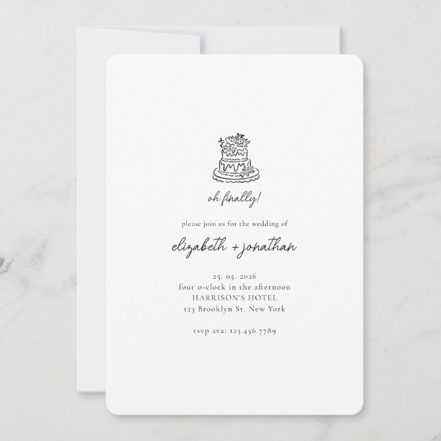 Minimalist Oh Finally Script Hochzeit Einladung (Vorderseite)