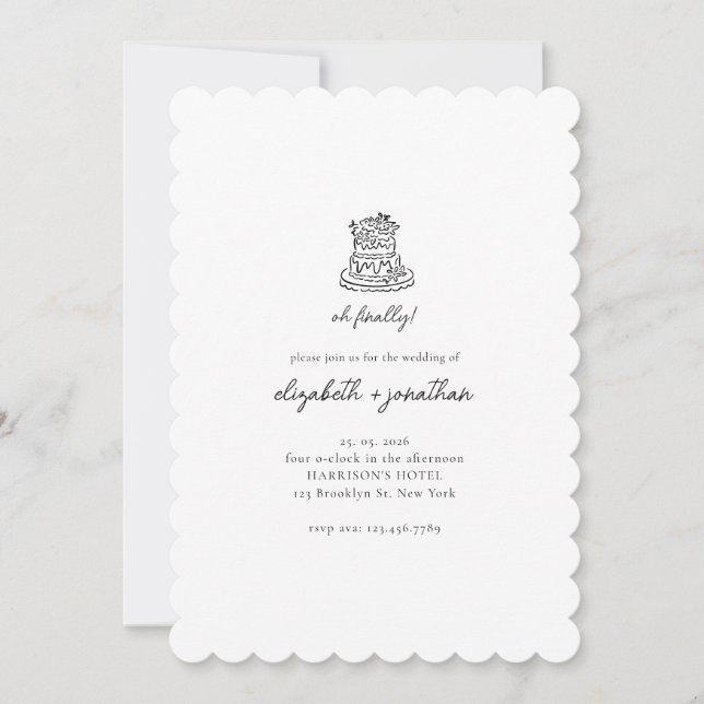 Minimalist Oh Finally Script Hochzeit Einladung (Vorderseite)