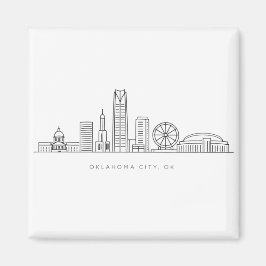 Minimalist Oklahoma City Skyline Illustration Magnet