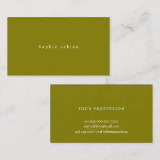 Minimalist Olive Card with Serif Font Style Visitenkarte