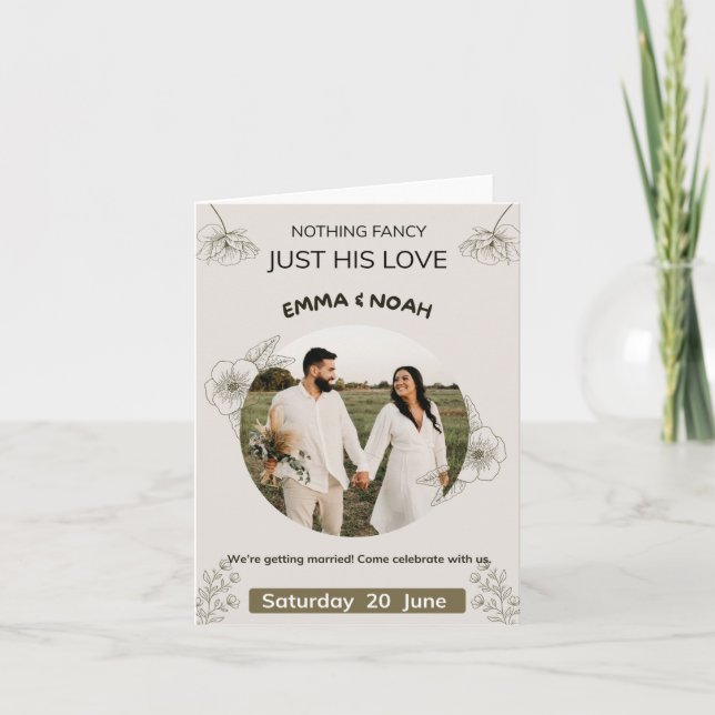 Minimalist Olive Green & Cream Wedding Invitation  Einladung (Vorderseite)
