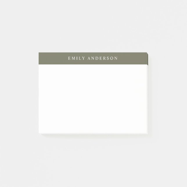 Minimalist Olive Green Elegant Monogram Post-it Klebezettel (Vorderseite)