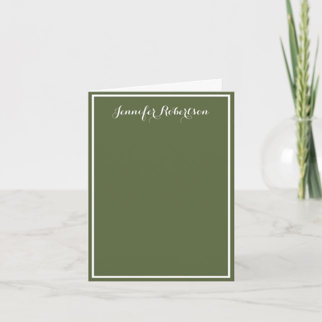 Minimalist Olive Green Elegant Script Custom name  (Vorderseite)