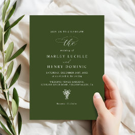Minimalist Olive Green Simple Chic Wedding Einladung