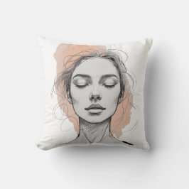 Minimalist One-Line Female Face Pillow Kissen