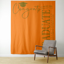 Minimalist Orange & Gold Gratuliere Absolvent