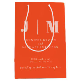 Minimalist Orange Pink Simple Gift Wedding Mittlere Geschenktüte
