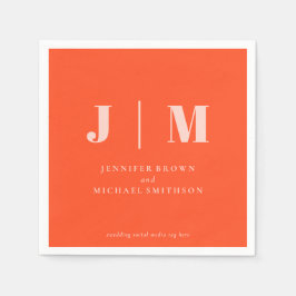 Minimalist Orange Pink Wedding Serviette