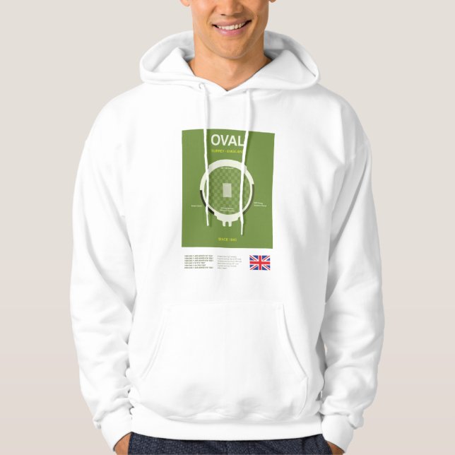 Minimalist Oval Cricket Ground Line Print Hoodie (Vorderseite)