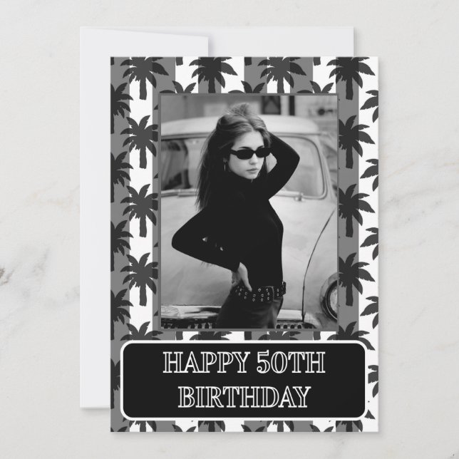 Minimalist Palm Tree Birthday Greeting Einladung (Vorderseite)