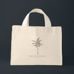 Minimalist Palm Tree Destination Wedding Welcome  Mini Stoffbeutel<br><div class="desc">This personalized mini tote is designed as a stylish hotel room welcome bag for a destination wedding. The minimalist palm tree illustration and clean typography create a relaxed yet refined look that feels thoughtful without being overdone. Customize the names and date to coordinate beautifully with your wedding weekend details. Perfect...</div>