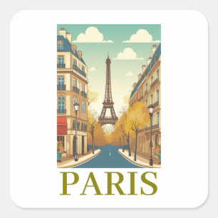 Minimalist Paris Frankreich Eiffelturm Pariser Quadratischer Aufkleber