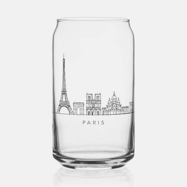 Minimalist Paris Skyline Line Art Dosenglas (Rückseite)