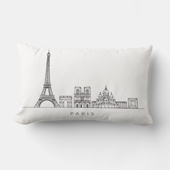 Minimalist Paris Skyline Line Art Lendenkissen (Vorderseite)