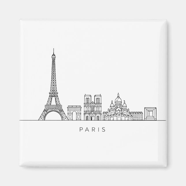 Minimalist Paris Skyline Line Art Magnet (Vorne)