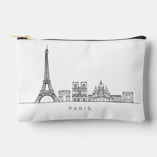 Minimalist Paris Skyline Line Art Zubehörtasche (Vorderseite)