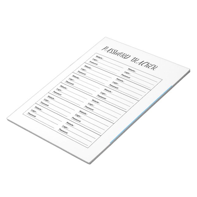Minimalist Password Tracker  Notizblock (angewinkelt)