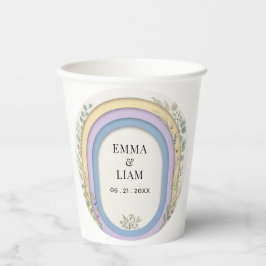 Minimalist Pastel Arch Frame Botanical Wedding Pappbecher